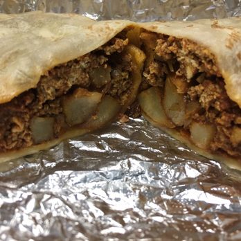 Abarca's Taco Pub - Split in half, chorizo & papas breakfast burrito - Mexican Near Me - Rowland Heights, California Abarca's Taco Pub - Split in half, chorizo & papas breakfast burrito - Mexican Near Me - Rowland Heights, California