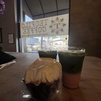 Teofilo Coffee Company - Plain ensaymada & strawberry matcha. - Coffee & Tea Near Me - Carson, California