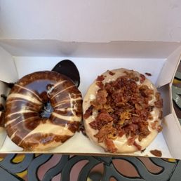 Peanut butter paradise and Maple Bacon donut