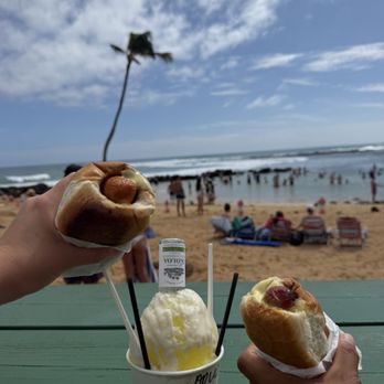 Puka Dog - Veggie dog & regular hot dog (shaved ice from place next to Puka Dog) - Hot Dogs Near Me - Koloa, Hawaii Puka Dog - Veggie dog & regular hot dog (shaved ice from place next to Puka Dog) - Hot Dogs Near Me - Koloa, Hawaii