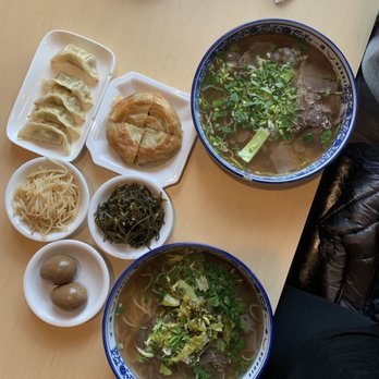 Nuodle - Beef hand pulled noodle soups, crispy beef patty, fried dumplings, seaweed and potato cold side dishes, and stewed eggs! - Chinese Near Me - Bellevue, Washington