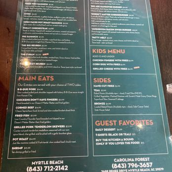 Doesn't Matter Bar and Grill - Menu Side 1 - Bars Near Me - Myrtle Beach, South Carolina