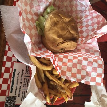 The Burger Barn - The "Oh So Spicy" with fries - Burgers Near Me - Manvel, Texas The Burger Barn - The "Oh So Spicy" with fries - Burgers Near Me - Manvel, Texas