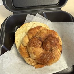 "Not sliced" cinnamon cragel "Not sliced" cinnamon cragel