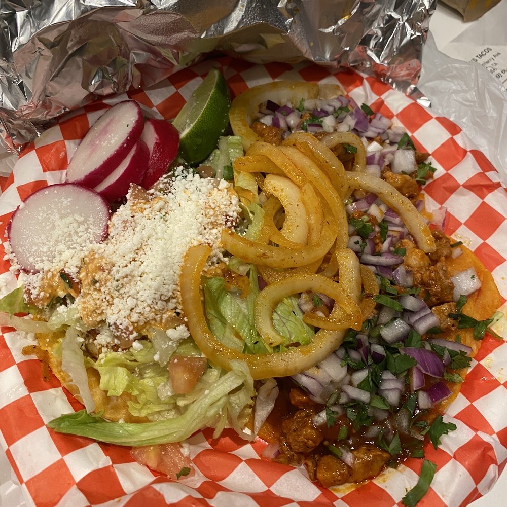 Rafa's Tacos - 2 Pastor tacos and one tacos de camaron - Tacos Near Me - Modesto, California Rafa's Tacos - 2 Pastor tacos and one tacos de camaron - Tacos Near Me - Modesto, California