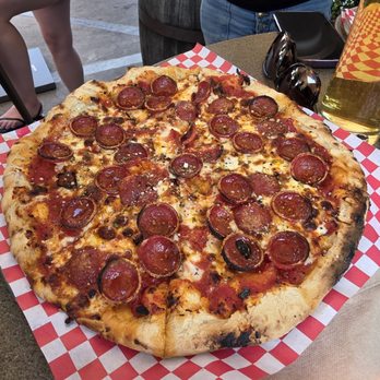 Ten Mile Brewing - Pepperoni pizza with honey drizzle - Breweries Near Me - Signal Hill, California