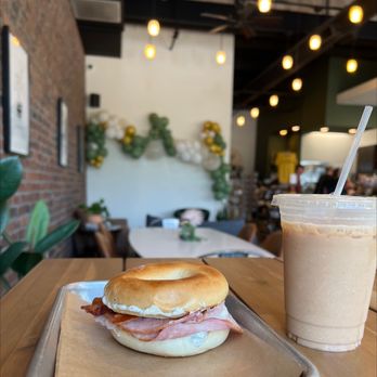 Humble Grounds Coffeehouse - The brunch with a chocolate strawberry latte - Coffee & Tea Near Me - Fulshear, Texas