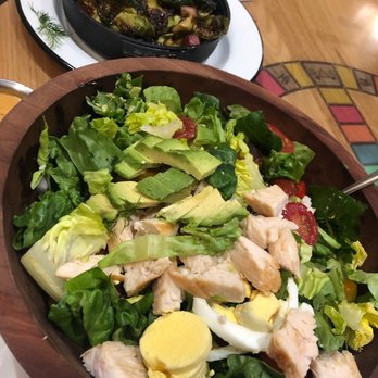 The Mainzer - Cobb salad with dressing swapped for the vegan chipotle ranch. The salad is huge! Brussel sprouts, delicious! - Breakfast & Brunch Near Me - Merced, California