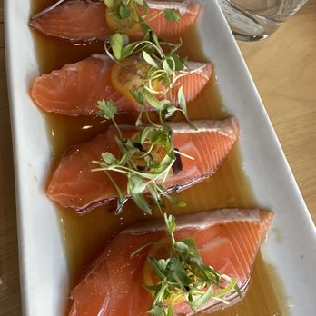 Bamboo Sushi - Salmon Sashimi with some awesome sauce! - Sushi Bars Near Me - Denver, Colorado Bamboo Sushi - Salmon Sashimi with some awesome sauce! - Sushi Bars Near Me - Denver, Colorado