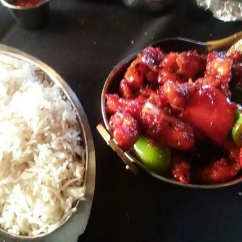 Sahib - Chili chicken with basmati rice. Excellent! - Indian Near Me - Johnson City, Tennessee