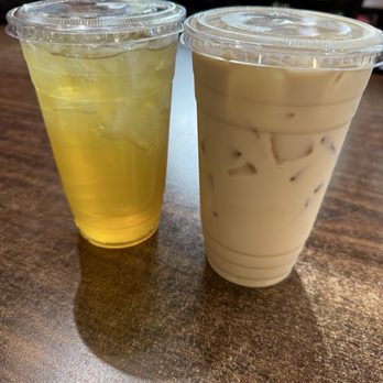 Open Rice Kitchen - Lychee Black Tea (left) & Jasmine Milk Tea (right) - Chinese Near Me - Davis, California