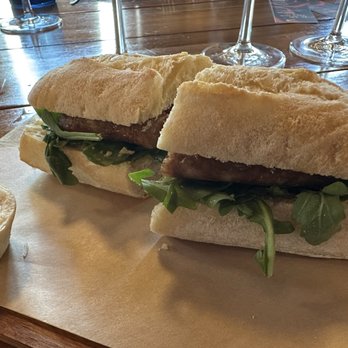 Gvino Wine Bar - Italian sausage sandwich on excellent, imported from Italy bread (ask about it) - Wine Bars Near Me - Leesburg, Virginia