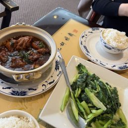 Three cup chicken and Chinese broccoli