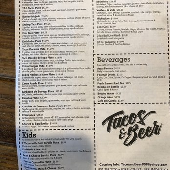 Tacos & Beer - Menu front - Mexican Near Me - Beaumont, California Tacos & Beer - Menu front - Mexican Near Me - Beaumont, California