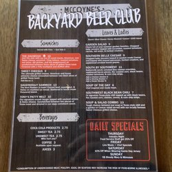 McCoyne's Brew Pub - Menu