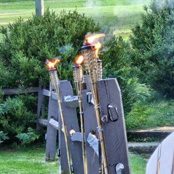 American Flatbread - Outside tiki torches. - Pizza Near Me - Dover, Vermont