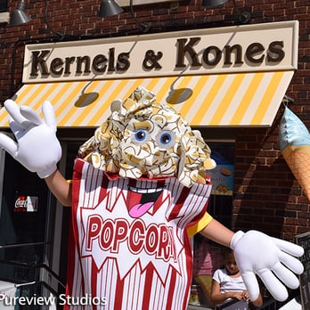 Kernels and Kones - a man in a popcorn costume - Ice Cream & Frozen Yogurt Near Me - Valparaiso, Indiana