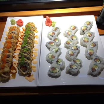Harumi Sushi - Regulator roll, deep fried grinch roll and a platter of Philly rolls. - Sushi Bars Near Me - Seaside, California Harumi Sushi - Regulator roll, deep fried grinch roll and a platter of Philly rolls. - Sushi Bars Near Me - Seaside, California