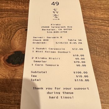 Kiraku - Check for 2 people - Tapas/Small Plates Near Me - Berkeley, California Kiraku - Check for 2 people - Tapas/Small Plates Near Me - Berkeley, California