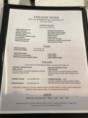 Menu photo 7 Twilight Diner Loganton, PA Menu photo 7 Twilight Diner Loganton, PA