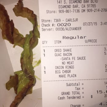 Carl's Jr - Better pic, ..... "NO MEAT" !!!! I don't think they know what meat is.... - Fast Food Near Me - Diamond Bar, California