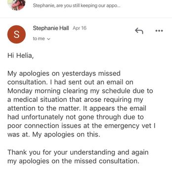 Lucky Lucy's Pets - Admitting she never sent the email. I'd believe a "medical emergency" if multiple other reviews hadn't mentioned her not showing up. - Dog Walkers Near Me Lucky Lucy's Pets - Admitting she never sent the email. I'd believe a "medical emergency" if multiple other reviews hadn't mentioned her not showing up. - Dog Walkers Near Me