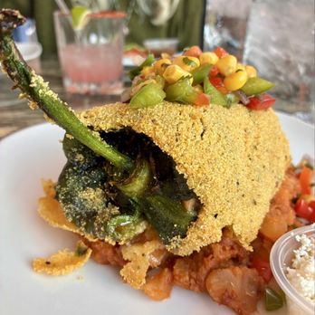 Mr. Q Restaurant - Shrimp and cheese-stuffed chile relleno ($24.95) - Latin American Near Me - Atascadero, California
