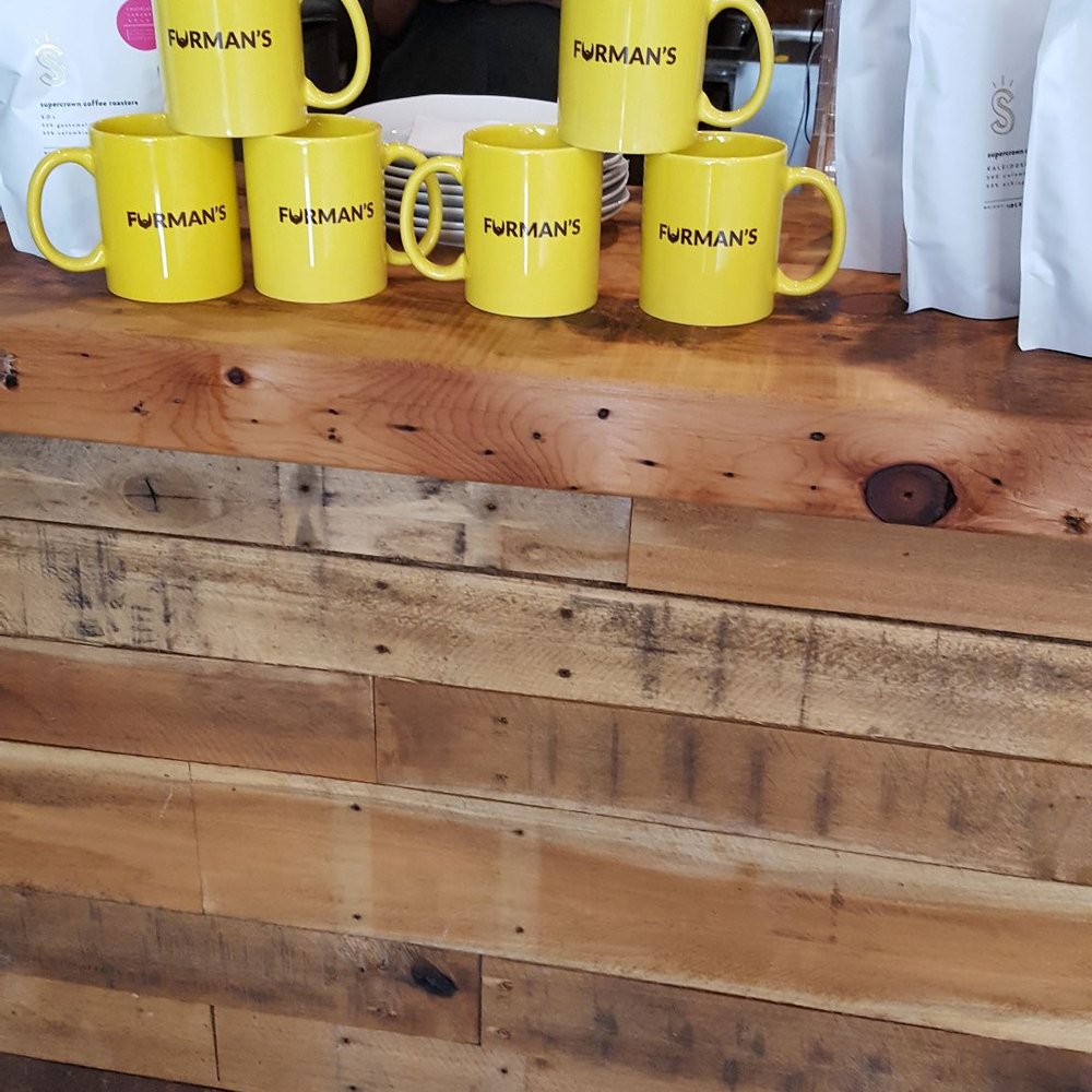 Cute counter setup with mugs