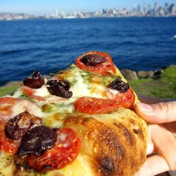 Bakery Nouveau - Flatbread with tomatoes, olives, and pesto - Bakeries Near Me - Seattle, Washington
