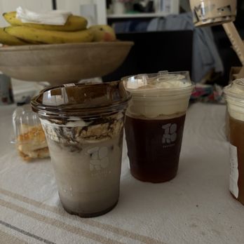 Torotea - hojicha einspanner (left) and uva black tea with himalayan sea salt foam (right) - Coffee & Tea Near Me - San Marino, California Torotea - hojicha einspanner (left) and uva black tea with himalayan sea salt foam (right) - Coffee & Tea Near Me - San Marino, California