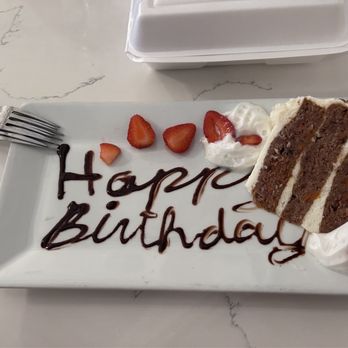 Toast Kitchen & Bar - My friend told the server it was my birthday. I was surprised with this delicious carrot cake. - Breakfast & Brunch Near Me - Whittier, California Toast Kitchen & Bar - My friend told the server it was my birthday. I was surprised with this delicious carrot cake. - Breakfast & Brunch Near Me - Whittier, California
