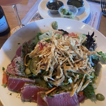 BJ's Restaurant & Brewhouse - Ahi tuna salad- my favorite! Dressing and avocado on the side - New American Near Me - Bakersfield, California