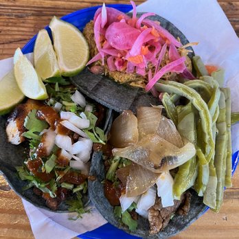 Tacompadre - Cochinita, asada and pastor tacos after I added my favorite toppings - Tacos Near Me - Santa Ana, California Tacompadre - Cochinita, asada and pastor tacos after I added my favorite toppings - Tacos Near Me - Santa Ana, California