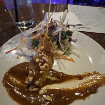 Kona Grill - Happy hour Chicken Satay*, . Why bother? The amount of effort put into this plate says maybe you don't offer this for happy hour. - New American Near Me - Iselin, New Jersey Kona Grill - Happy hour Chicken Satay*, . Why bother? The amount of effort put into this plate says maybe you don't offer this for happy hour. - New American Near Me - Iselin, New Jersey