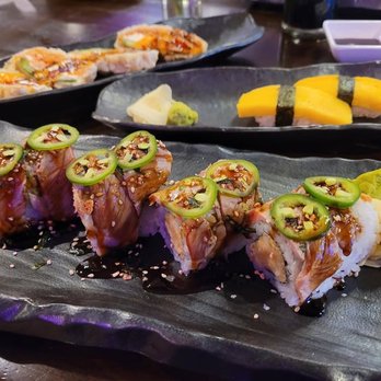 Kobe Asian Bistro - Surf and Turf Fliet Migon and Lobster Sushi roll, Spicy Jalapeno popper, and two pieces of Tamago Sushi - Sushi Bars Near Me - Manchester, Connecticut Kobe Asian Bistro - Surf and Turf Fliet Migon and Lobster Sushi roll, Spicy Jalapeno popper, and two pieces of Tamago Sushi - Sushi Bars Near Me - Manchester, Connecticut