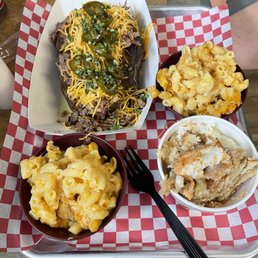 Brisket Potato, Mac N Cheese and Banana Pudding Brisket Potato, Mac N Cheese and Banana Pudding