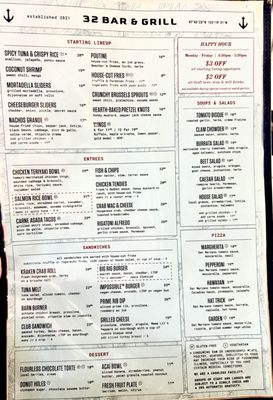 Menu photo 1 32 Bar & Grill Seattle, WA