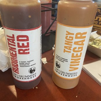 Two Drummers Smokehouse - Sauces- I love the rudimental red! - Barbeque Near Me - Toano, Virginia Two Drummers Smokehouse - Sauces- I love the rudimental red! - Barbeque Near Me - Toano, Virginia