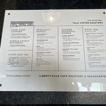 Tala Coffee Roasters - 2026.09.03 menu - Coffee Roasteries Near Me - Libertyville, Illinois Tala Coffee Roasters - 2026.09.03 menu - Coffee Roasteries Near Me - Libertyville, Illinois