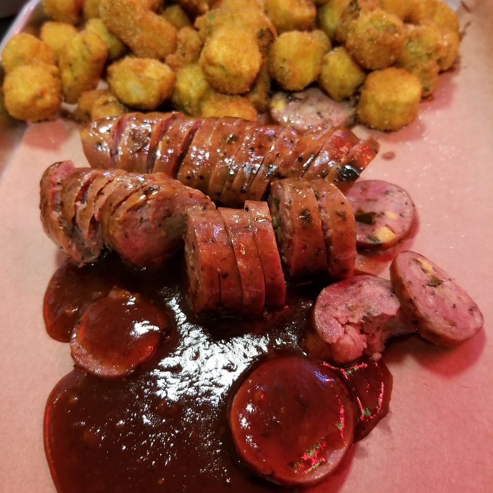 Texlahoma BBQ - Jalapeno cheese sausage - Barbeque Near Me - Edmond, Oklahoma Texlahoma BBQ - Jalapeno cheese sausage - Barbeque Near Me - Edmond, Oklahoma