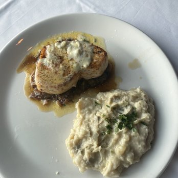 Chart House - Back by popular demand: Blue Cheese Butter Swordfish over bed over a bed of camelized onions, 3-cheese smashed potatoes - Seafood Near Me - Newport, Kentucky Chart House - Back by popular demand: Blue Cheese Butter Swordfish over bed over a bed of camelized onions, 3-cheese smashed potatoes - Seafood Near Me - Newport, Kentucky