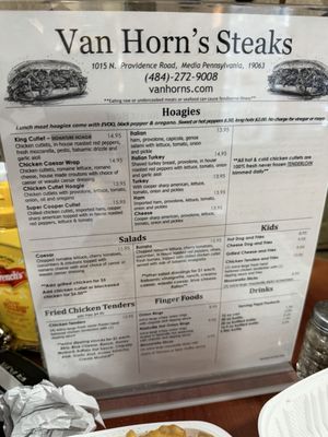 Menu photo 1 Van Horn's Steaks Media, PA