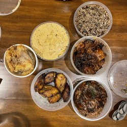 Lil Red’s Takeout and Catering - Cornbread pudding, Mac n cheese, pork fried rice, plantains, burnt ends, pulled pork