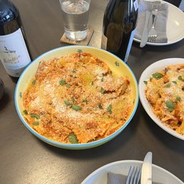 Meat filled ravioli.
