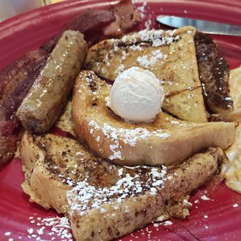 Red Rooster Cafe - French toast bacon sausage and eggs - Diners Near Me - Denver, Colorado