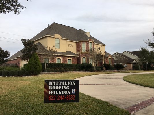 Insurance Re-Roof in Katy, Texas - This roof was damaged by a hail storm in 2017.  Working with the insurance company, we were able to get the entire roof covered by the policy. The homeowner was only responsible for the deductible.
