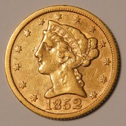 Raleigh Gold Coin Dealers - 1852 $10 Gold Eagle American Minted Obverse side with 13 Stars Minted from 90% Gold Bullion Pre-1933 Old Gold Coin