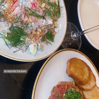 Viaggio - Cucumber salad and steak tartare - Italian Near Me - Toronto, Ontario