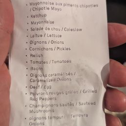 Custom burger ingredients