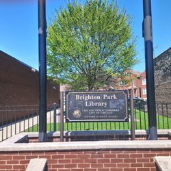 Brighton Park Public Library - Chicago - Walkway /Parkway east of Brighton Park Library that connects front of the building to parking lot in back of the building